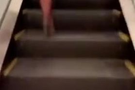 She squirts on escalator