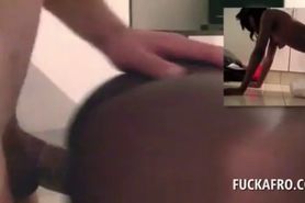 White dude doggy fucking african wet pussy on the floor - video 1