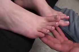 Brunette long toes worshipped