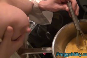 amateur MILF with breast milk and scrambled eggs