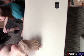 Blonde teen thief got fucked in front of a nerdy BF