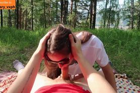 Hot screw and cum on face in the park