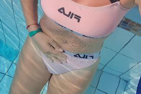 Public touching pussy. Girl in pool hot cliter play