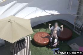Hottie gets fucked on a roof while drone records