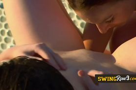 Adventurous swinger babes show cock sucking skills Amateur reality television swing show