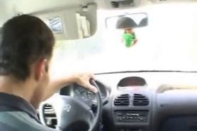 Arabic chick learns driving a car