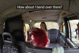 Lesbians rubbing pussies in fake taxi