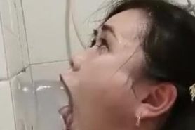 Teacher opens her eyes while deepthroating with her tougue, must watch!