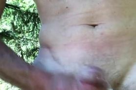 Wank and cumshot in the wood