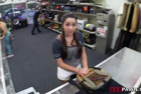 Amateur girl strips for pawn shop cash on camera