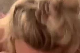 Young blonde takes a hard cock to the throat and finishes with massive facial