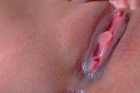 Horny babe fingering her wet pussy up close