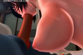 Big titted hentai babe giving blowjob gets mouth jizzed