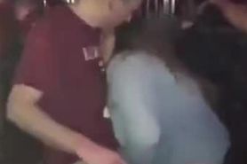 Teen slut starts sucking a strangers cock in busy night club
