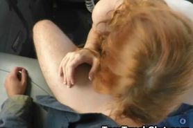 Wild Redheaded Dirtbag Sucking Dick In Tow Truck POV