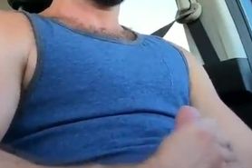 Daddy shoots a load while driving