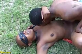 Rough cuckold outdoor African sex lesson