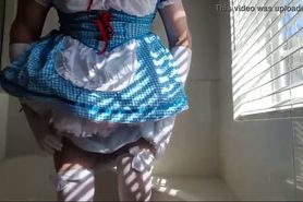 diapered sissybaby in pretty blue dress