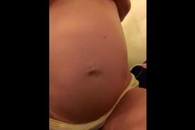 Pregnant girl shows off he belly for her screw buddy