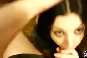 Kinky Brunette Slave Worships A Dick And Gets Facialized