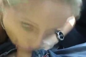 Oral Creampie in public amateur blowjob in car, spits out cum
