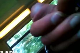 dickflash for blonde teen on bus