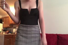 Very Young School Girl in Plaid Skirt Smokes Weed and Strips