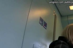 Amateur blonde Czech babe with bigtits fucked in trains toilet