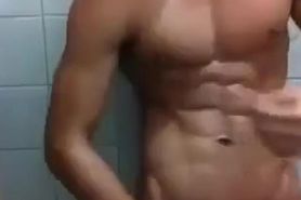 muscle glasses guy cum