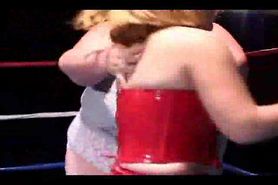 Huge Boob BBW Wrestles a Midget Girl Then Fucks Her