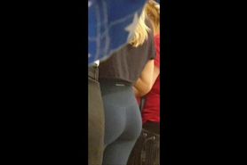 Hot girl with sexy ass and leggings shopping at the mall