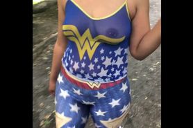 A Day with Wife in see through wonder WoShirt and Leggings