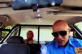 Hot blonde teen Aidra Fox fucked in a police officers car