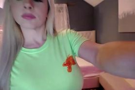 Sexy blonde huge boobs camshow