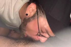 Home alone sucking on my stepbrothers thick uncut cock