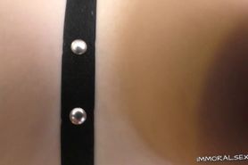 Busty bitch tugs cock live