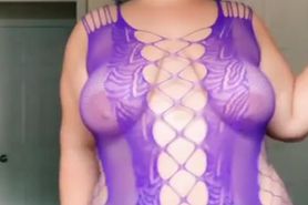 Gorgeous MILF shakes boobs in sexy mesh lingerie