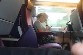 Cum near blonde on train