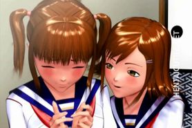 Two 3D anime schoolgirls gets nailed