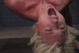 Slim blonde slave fucked in bondage - video 1