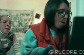 GIRLCORE Nerdy Lesbians Blinded by Science & Hot Virtual MILF