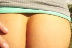 Busty sportive blonde fucked doggystyle and anal sex outdoor