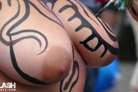 Big Titted girl bodypaint
