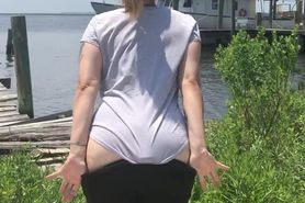 WildRiena Flashing Ass Near Pier - MILF Public Ass Flash - Spreading Ass Cheeks Near Boats
