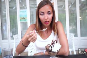 Wearing Vibrating Panties In Public Place - Hot Orgasm In Restaurant During Dessert