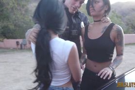 Cop bangs two Latinas and gives them facials