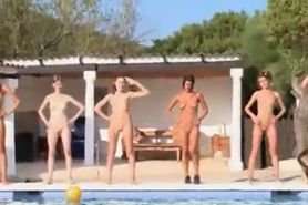 Six naked girls by the pool from poland