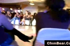 CFNM strippers sucked in public by party girls