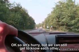 Busty Russian teen hitchhiker fucking outdoor