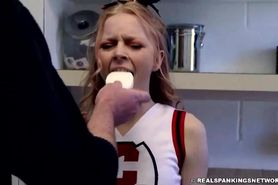 Cheerleader Gets A Spanking & Mouthsoaping